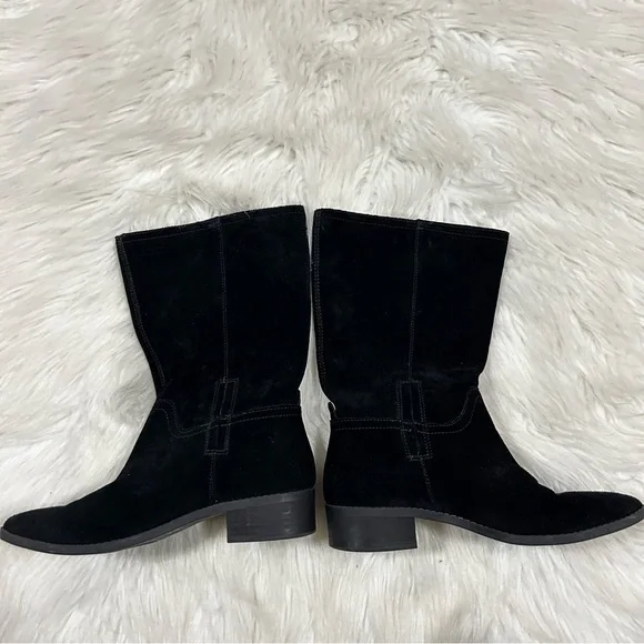 Lucky Brand Lefara Pointed Toe Black Suede Leather Western Women's Boots 6.5 - Picture 3 of 6